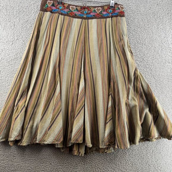 Grace Elements Boho Striped Midi Skirt With Embroidered Waistband Size 4 - Picture 1 of 7